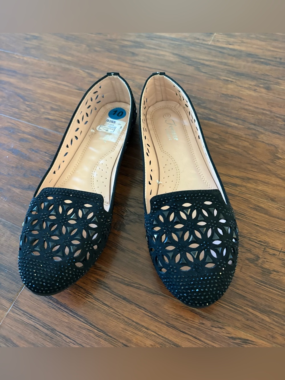 Women’s Black Rhinestone Sparkly Ballet Flats